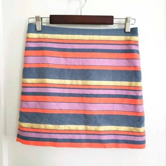 J. Crew Striped shimmery casual skirt mini Size 00 - Picture 2 of 11